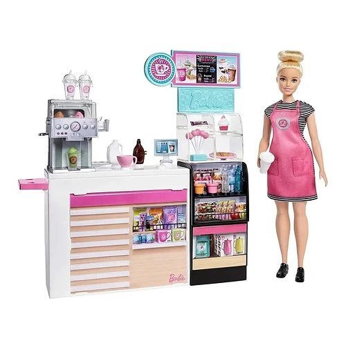 BARBIE CAFETERÍA CON MUÑECA + 20 ACCESORIOS MATTEL GMW03