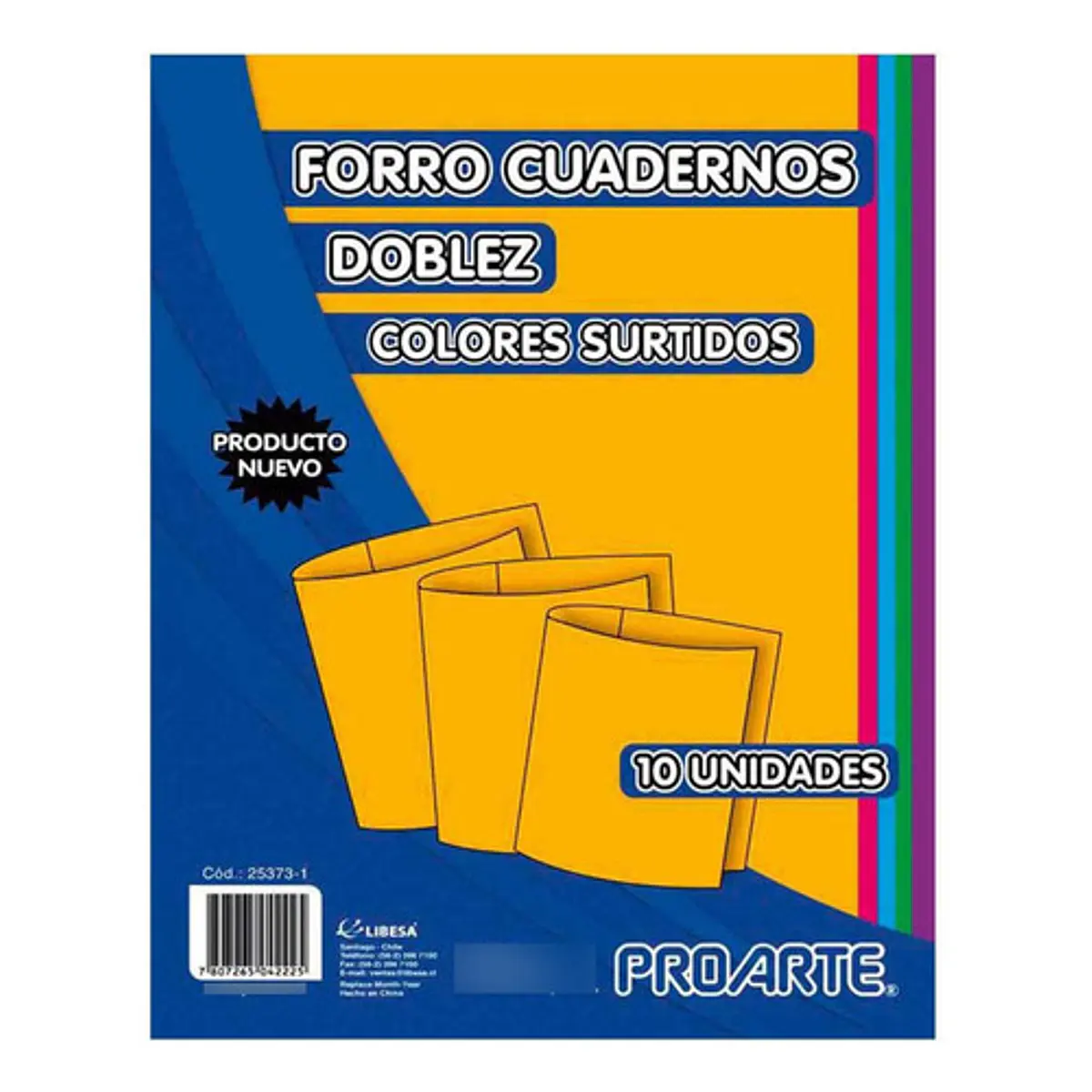 Forros Cuaderno Doblez 10 Colores Proarte | ISA TOYS CHILE