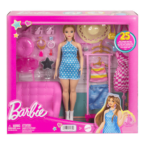 MUÑECA BARBIE ESTILISTA Y CLOSET A LA MODA