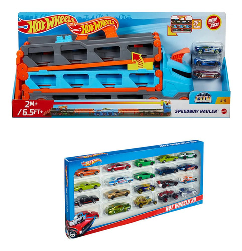 Pack Hot Wheels Camión Transportador Speed Hauler 20 Autos ISA