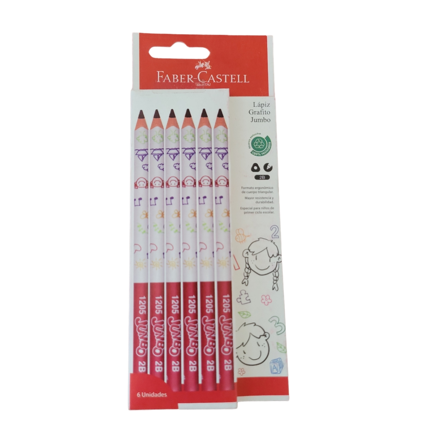 LAPIZ GRAFITO 2B JUMBO TRIANGULAR FABER CASTELL X 6 | ISA TOYS CHILE