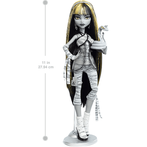 MONSTER HIGH REEL DRAMA MUÑECA, CLEO DE NILE BLANCO Y NEGRO 4