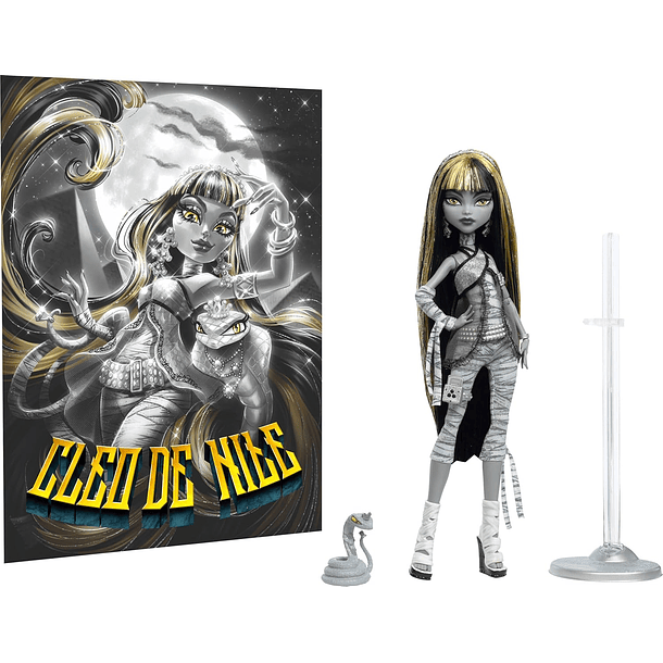 MONSTER HIGH REEL DRAMA MUÑECA, CLEO DE NILE BLANCO Y NEGRO 5