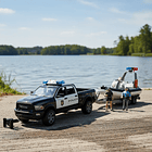 CAMIONETA POLICIAL RAM 2500 + REMOLQUE Y BOTE  9