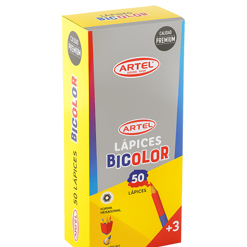 LAPIZ BICOLOR ARTEL DELGADO HEXAGONAL CAJA 50