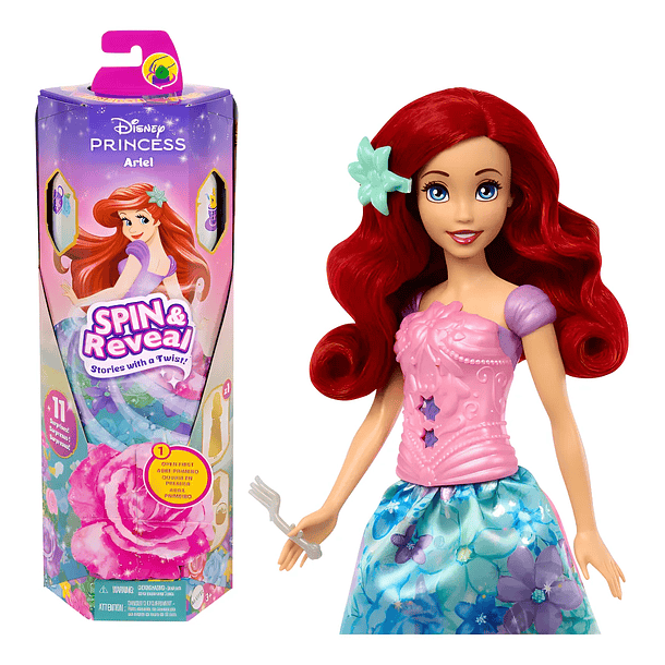 DISNEY PRINCESS ARIEL SPIN & REVEAL 11 SORPRESAS MATTEL NV25 1