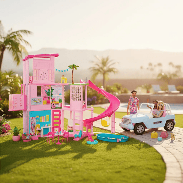 SET DE JUEGO BARBIE CASA DE SUEÑOS + JEEP + 2 MUÑECAS + KEN 2