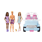 SET BARBIE VACACIONES CON AUTO Y 3 MUÑECOS + MASCOTA 1
