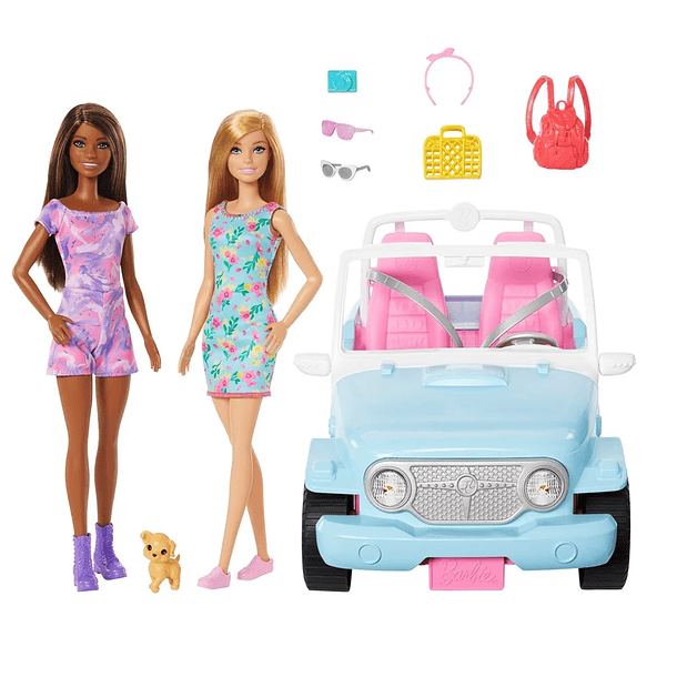 SET BARBIE VACACIONES CON AUTO Y 3 MUÑECOS + MASCOTA 4