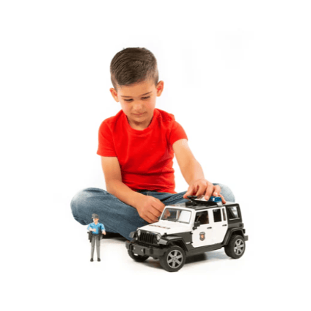 BRUDER VEHÍCULO POLICIAL JEEP WRANGLER RUBICON CON POLICÍA  7