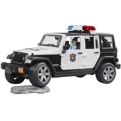 BRUDER VEHÍCULO POLICIAL JEEP WRANGLER RUBICON CON POLICÍA 