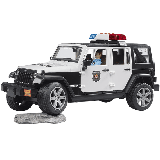 BRUDER VEHÍCULO POLICIAL JEEP WRANGLER RUBICON CON POLICÍA  1