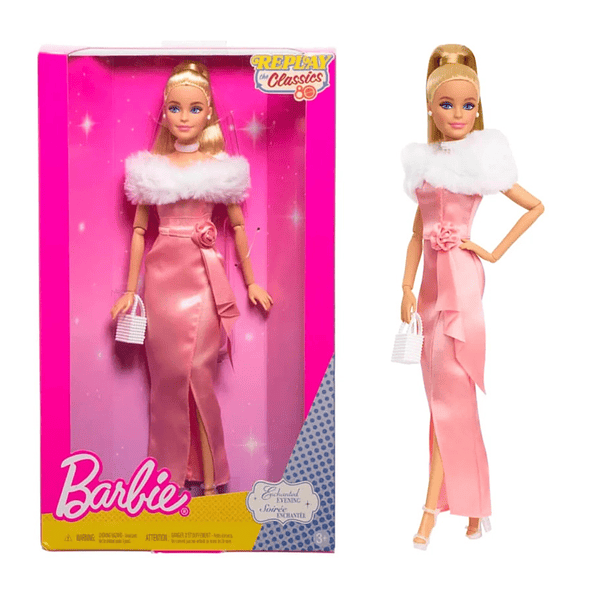BARBIE MUÑECA MATTEL 80TH ANIVERSARIO VESTIDO ROSA ELEGANTE 1