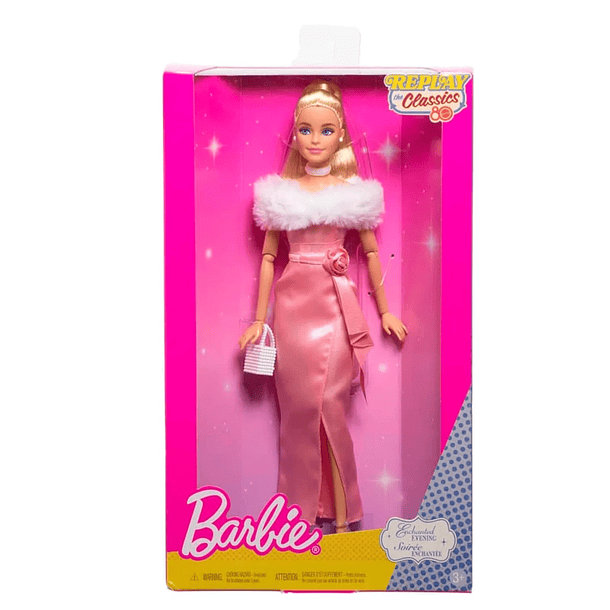BARBIE MUÑECA MATTEL 80TH ANIVERSARIO VESTIDO ROSA ELEGANTE 7