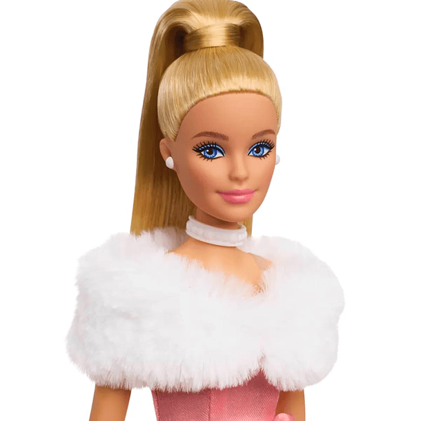 BARBIE MUÑECA MATTEL 80TH ANIVERSARIO VESTIDO ROSA ELEGANTE 4