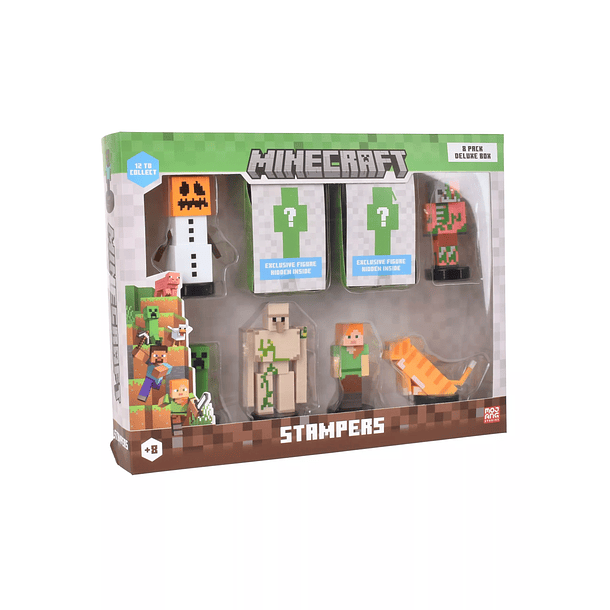 PACK DE LUJO 8 FIGURAS TIMBRE GOLEM DE NIEVE MINECRAFT 1