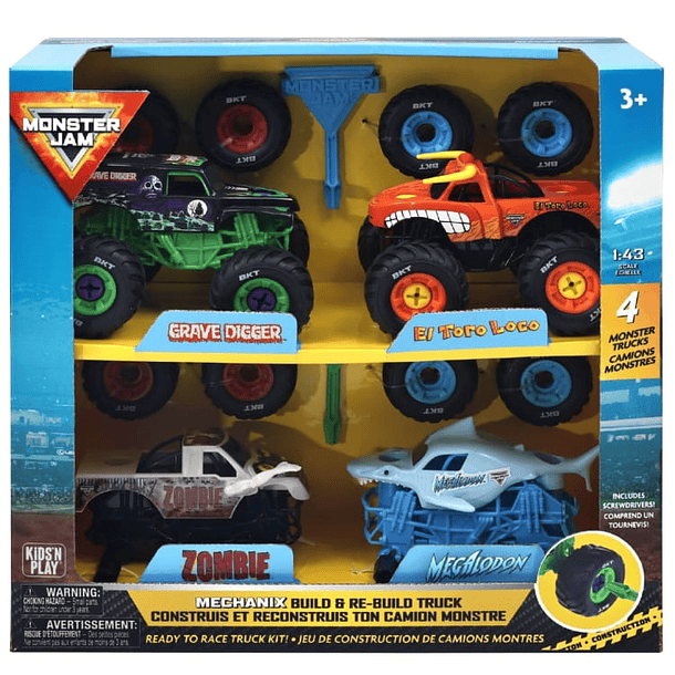 SET 4 MONSTER JAM 1:43 ARMAR Y DESARMAR ORIGINAL 6