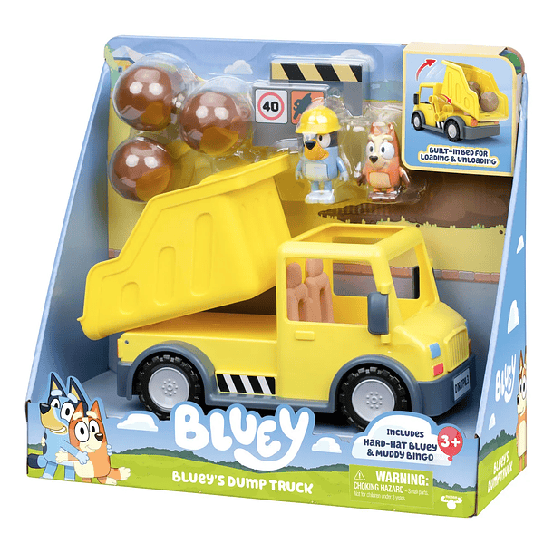 CAMIÓN CON PALANCA ACCESORIOS Y FIGURAS BLUEY AMARILLO 4