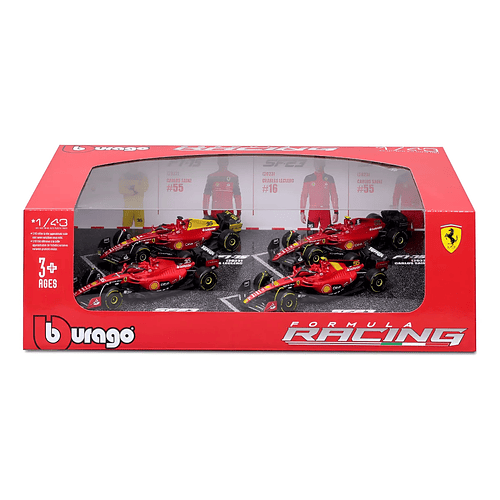 SET FERRARI FÓRMULA 1 BBURAGO ESCALA 1:43 (PACK 4 AUTOS)