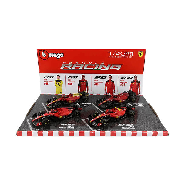 SET FERRARI FÓRMULA 1 BBURAGO ESCALA 1:43 (PACK 4 AUTOS) 3