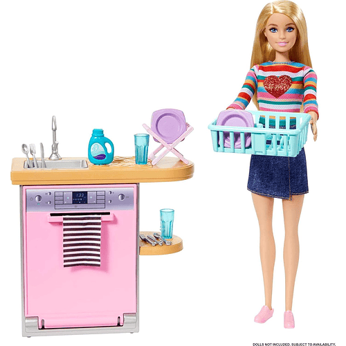 BARBIE LAVAVAJILLAS DE COCINA CON ACCESORIOS
