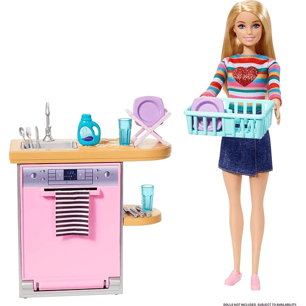 BARBIE LAVAVAJILLAS DE COCINA CON ACCESORIOS 1
