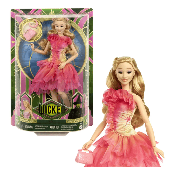 MUÑECA GLINDA WICKED ORIGINAL MATTEL VESTIDO ROSA 6