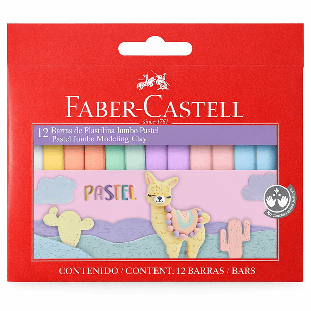 PLASTICINA FABER CASTELL 12 BARRAS 6 COLORES PASTEL