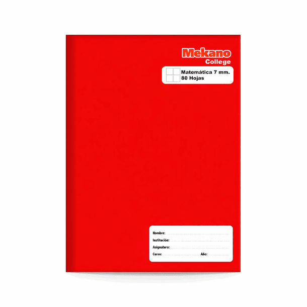 CUADERNO COLLEGE MEKANO MATEMÁTICA 7 MM 80 HOJAS COLORES 10U 2