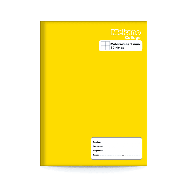 CUADERNO COLLEGE MEKANO MATEMÁTICA 7 MM 80 HOJAS COLORES 10U 3