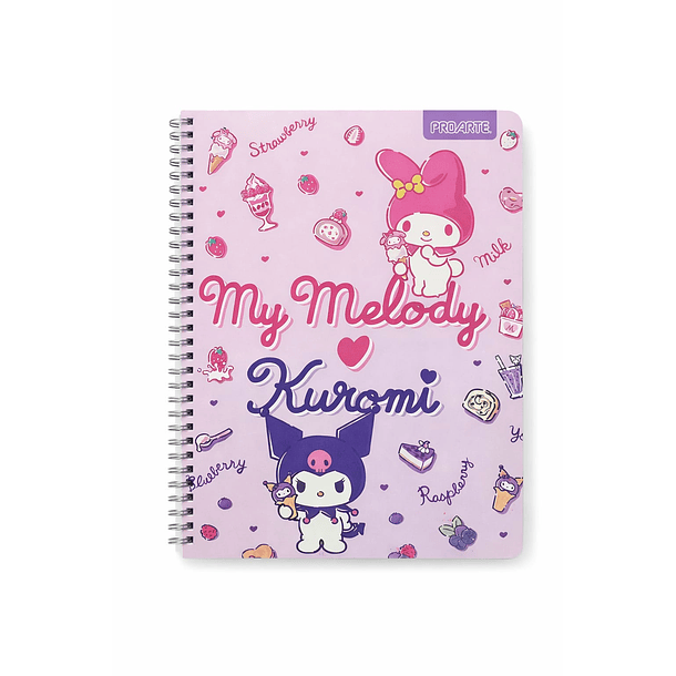 CUADERNO UNIVERSITARIO PROARTE MY MELODY Y KUROMI 100H 7MM 11