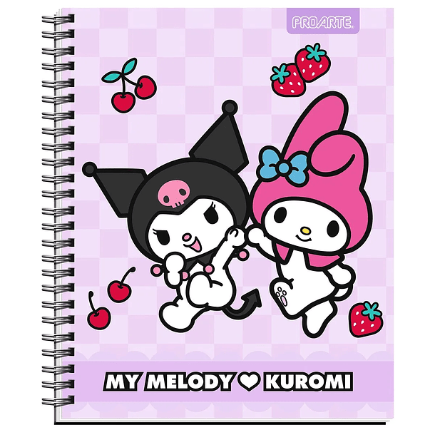 CUADERNO UNIVERSITARIO PROARTE MY MELODY Y KUROMI 100H 7MM 12