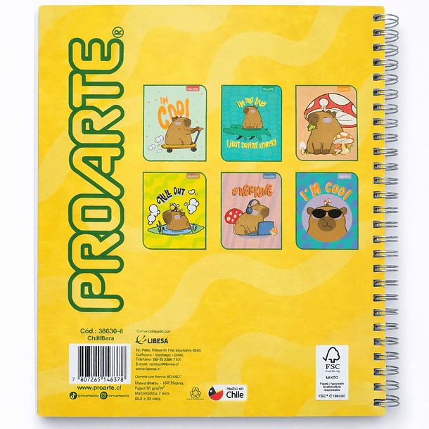 CUADERNO UNIVERSITARIO PROARTE CAPIBARA 100H 7MM 8