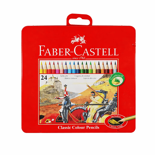 LAPIZ COLOR 24 CAJA METAL FABER CASTELL