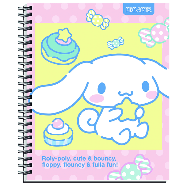 CUADERNO UNIVERSITARIO PROARTE CINNAMOROLL GLITTER 7MM 100H 7