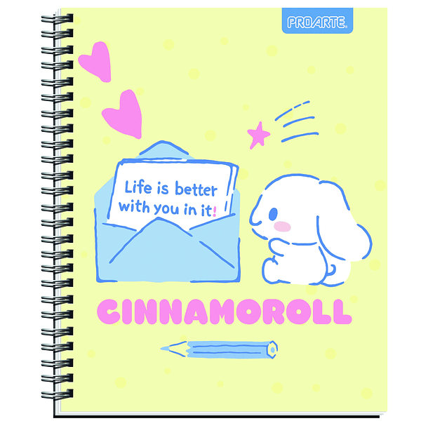 CUADERNO UNIVERSITARIO PROARTE CINNAMOROLL GLITTER 7MM 100H 9