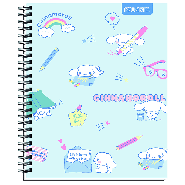 CUADERNO UNIVERSITARIO PROARTE CINNAMOROLL GLITTER 7MM 100H 10