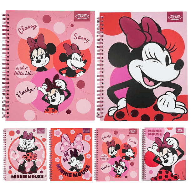 CUADERNO UNIVERSITARIO 100 HOJAS 7MM MINNIE COLLAGE PACK 10 1