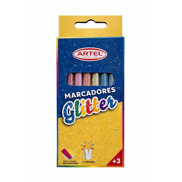 MARCADORES GLITTER 8 COLORES ARTEL 1