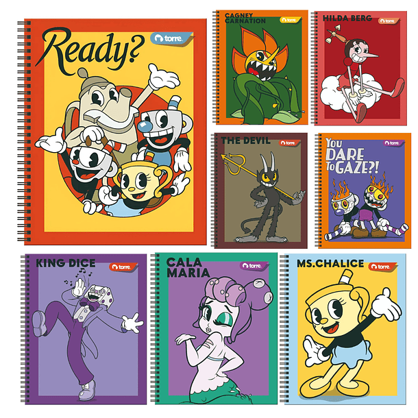 CUADERNO UNIVERSITARIO TORRE 7MM 100H CUPHEAD 1