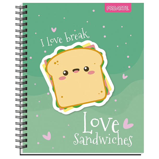 CUADERNO UNIVERSITARIO PROARTE 100H 7MM CUTE PACK 10 2