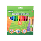 PLUMONES TORRE 12 COLORES + 3 TONOS PIEL PUNTA FINA 1