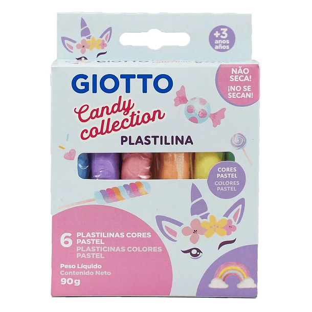 PLASTICINA GIOTTO CANDY COLLECTION 6 UNIDADES