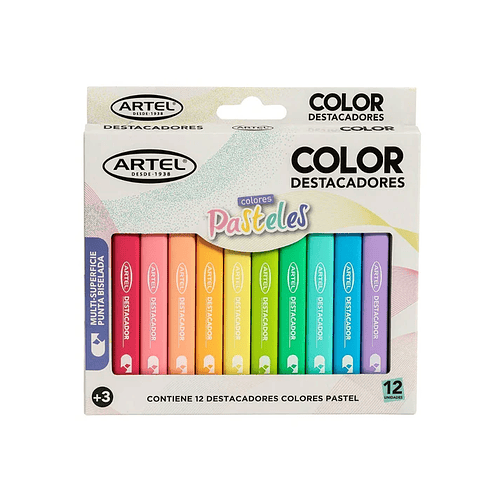 DESTACADORES PASTEL ARTEL X12 COLORES