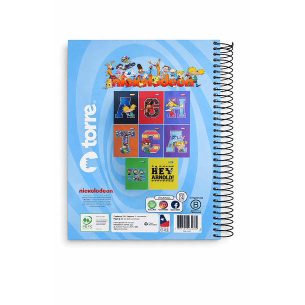 CUADERNO TOP NICKELODEON 7 MM 150 HOJAS TORRE 5