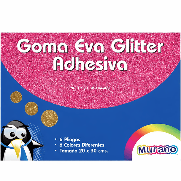 CARPETA GOMA EVA GLITTER ADHESIVA 6 COLORES MURANO