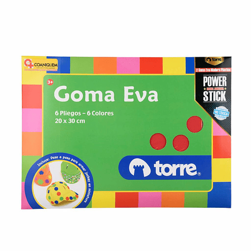 GOMA EVA TORRE 20x30 6 PLIEGOS 6 COLORES