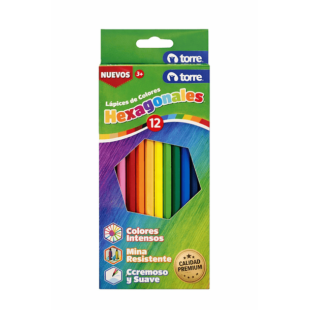 LÁPIZ COLOR TORRE IMAGIA LARGO HEXAGONAL 12 COLORES 1