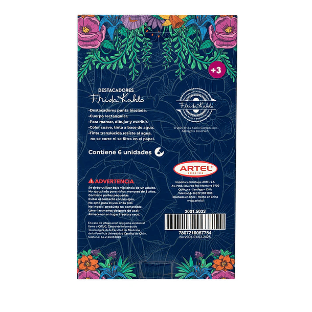 SET DESTACADORES ARTEL DISEÑO FRIDA KAHLO 6 UND 4