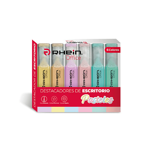 DESTACADORES DE ESCRITORIO RHEIN PASTELES 6COL